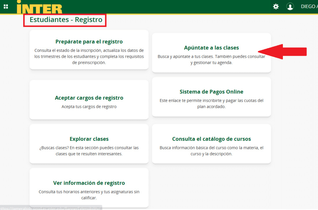 Registro de estudiantes